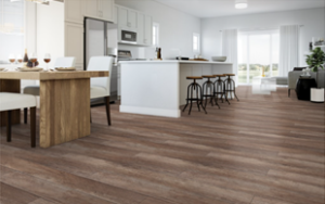 Kitchen with white cabinets and TORLYS floors