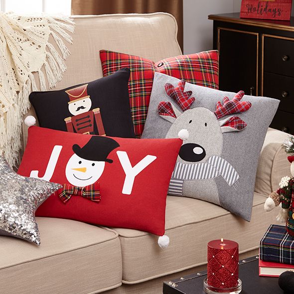 Christmas pillows on couch