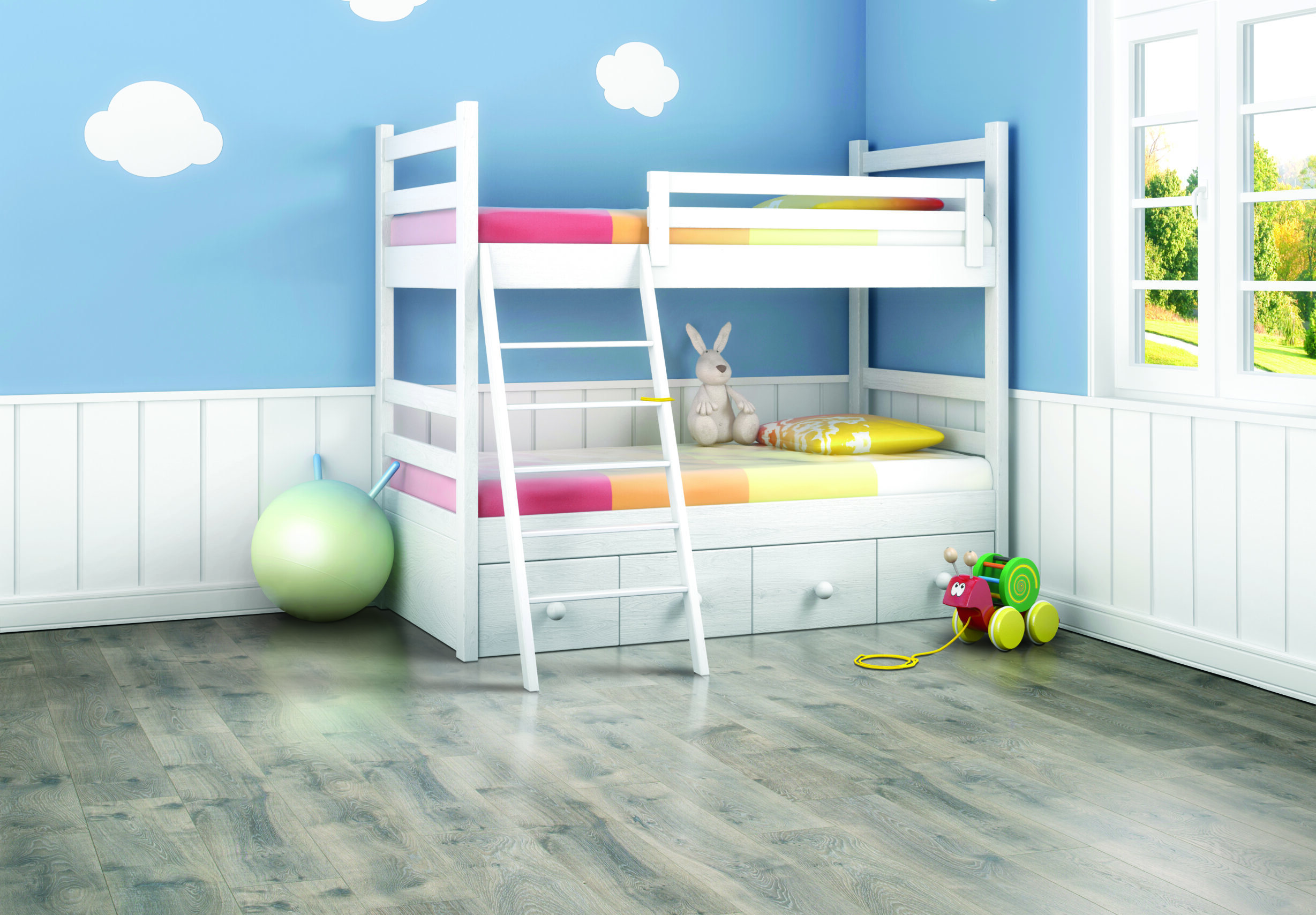 Childrens room with Fjord Nord Oak floors