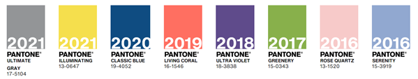 Pantone previous colours of the year